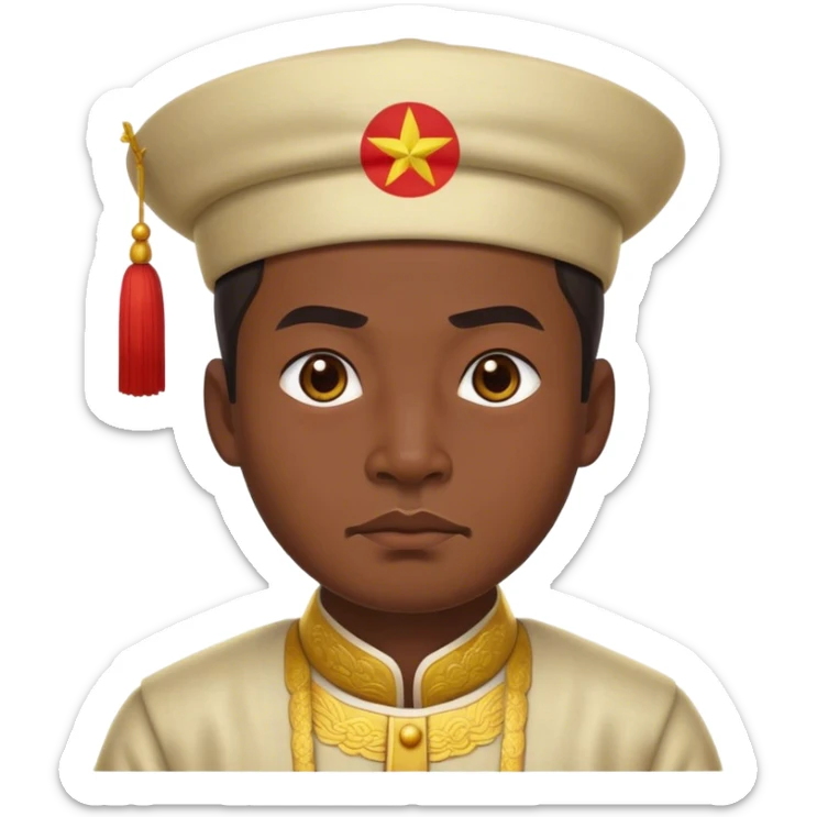 Cinematic Realistic Ho Chi Minh Portrait Emoji, depicted as a determined revolutionary leader in traditional attire with a humble expression, rendered with lifelike textures and soft natural lighting that captures his enduring legacy. sticker