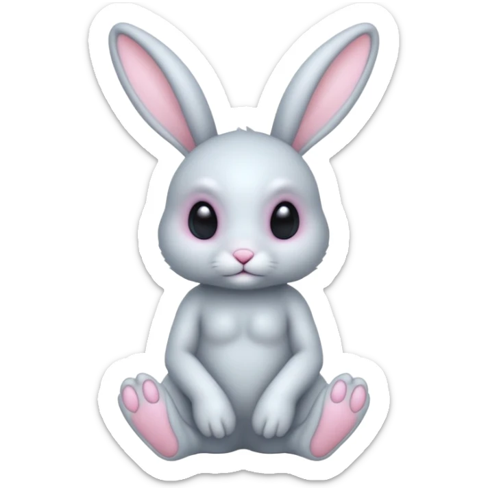 full body cute humanoid peacefull alien furry bunny with 6 legs and eye stalks sticker