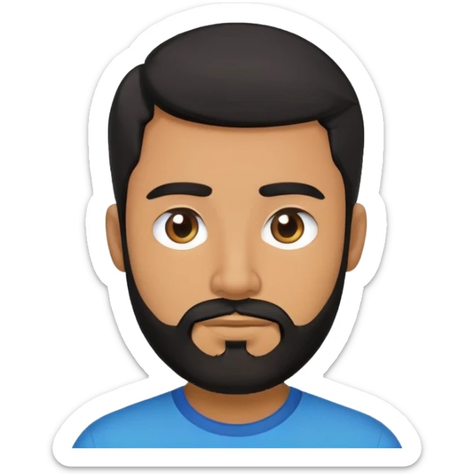 brown man w black hair and beard in a green blue shirt sticker