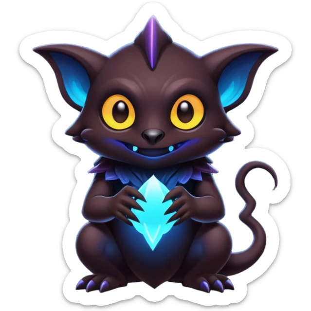 Black Dark Nocturnal Neon-glowing Abyssal Nightly Abyss-Fakémon-Creature sticker