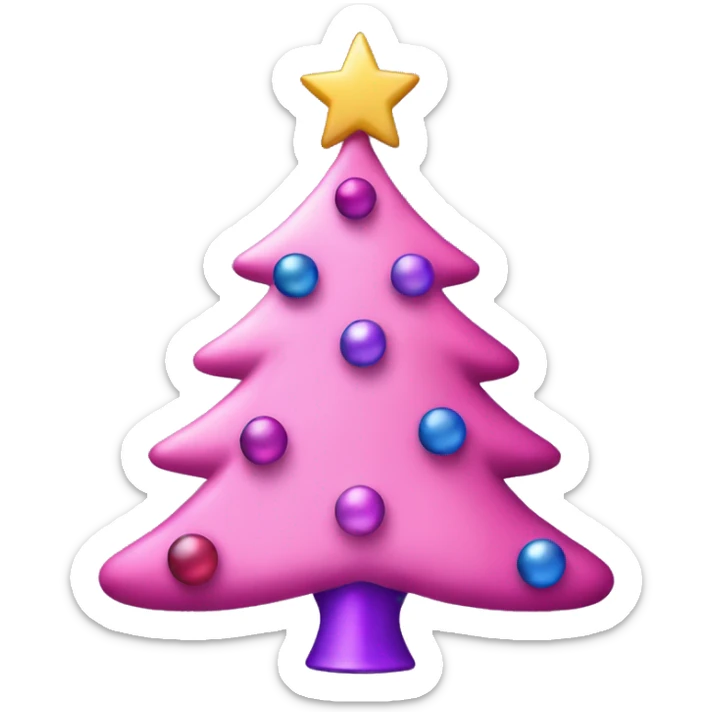 Pink christmas tree with pink and purple ornaments with a star on top sticker
