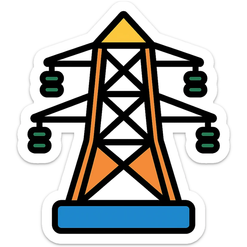color outline icon of power lines sticker