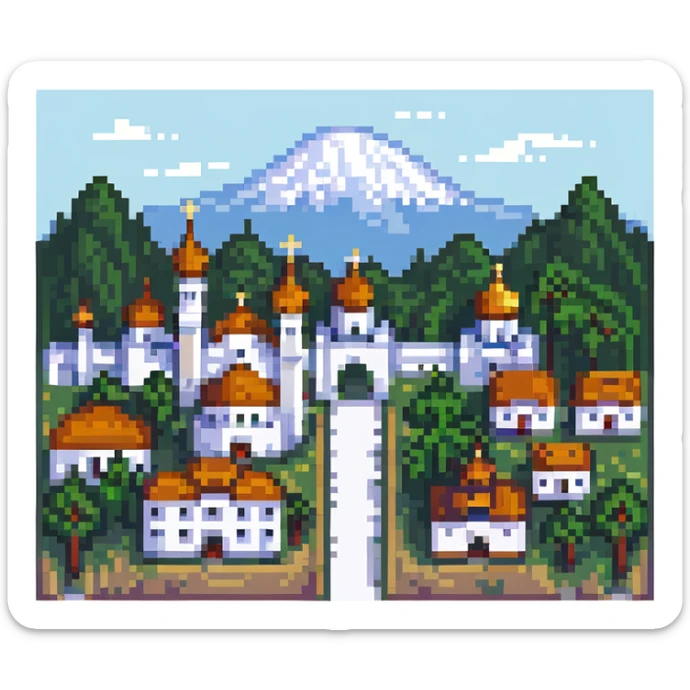 illustration of Nalchik city in pixel art style sticker