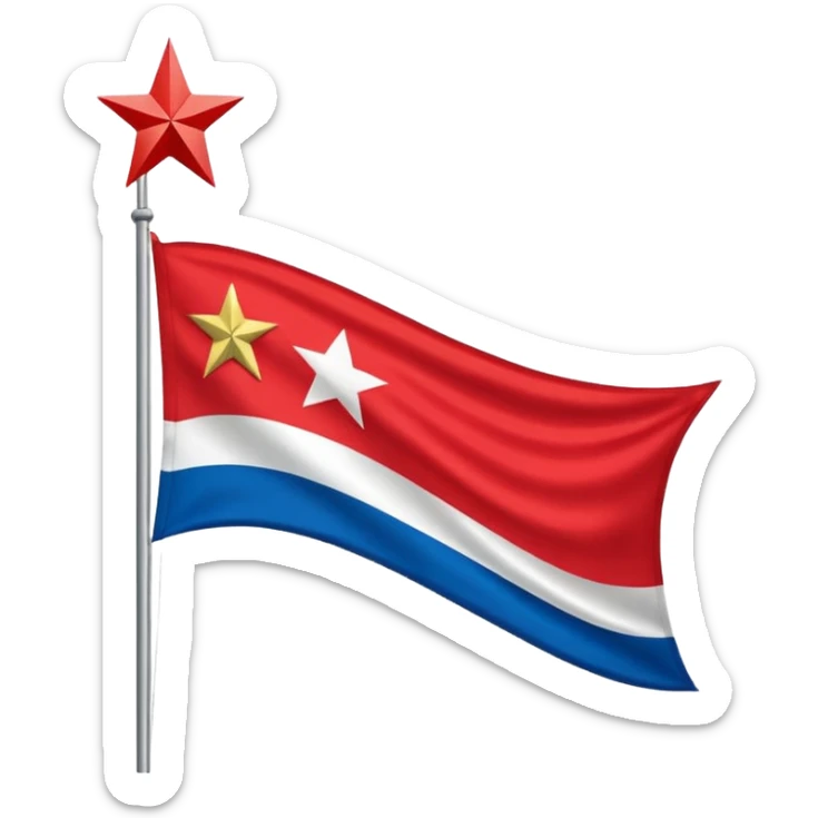 Bandeira do Pará em cor vermelho e um banco n vertical e uma estrela dourada no centro sticker