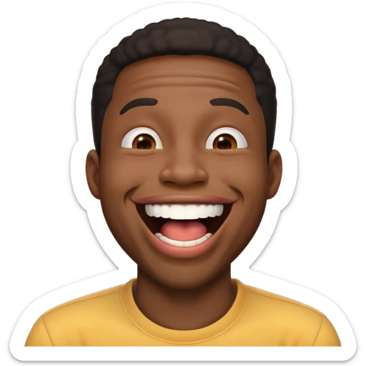 joy emoji laughing covering mouth black man sticker