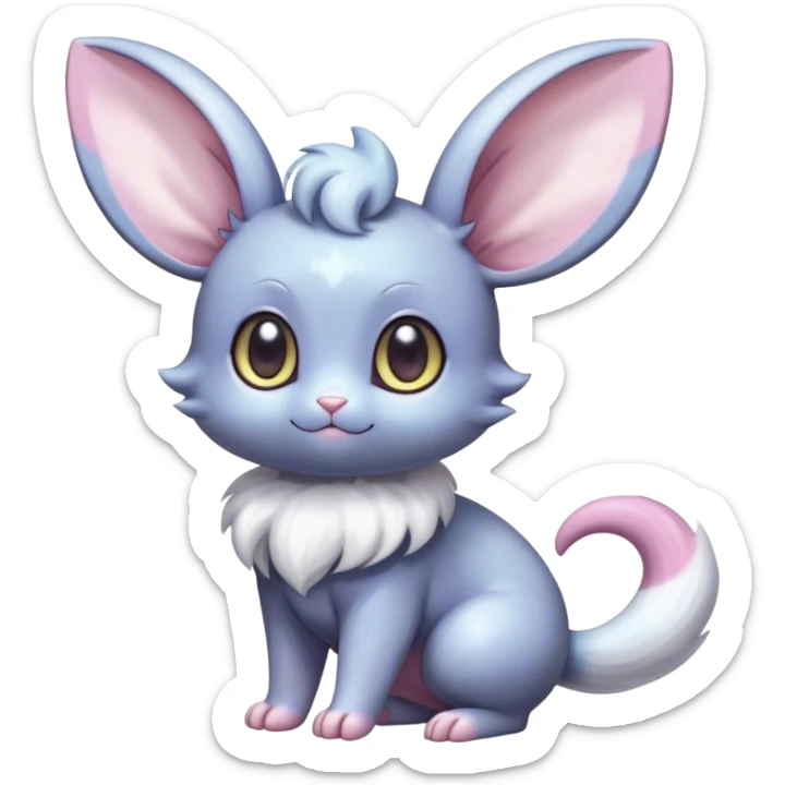 Shiny Vibrant Colorful Rare Minccino-Espurr-Cinccino-creature-hybrid sticker