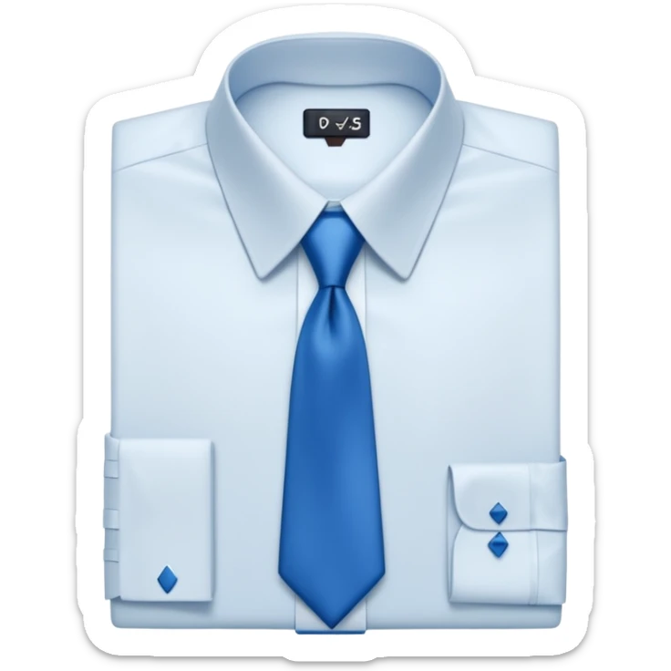 men's blue tie on white shirt, minimalism, no emojis or faces, iOS emoji style sticker