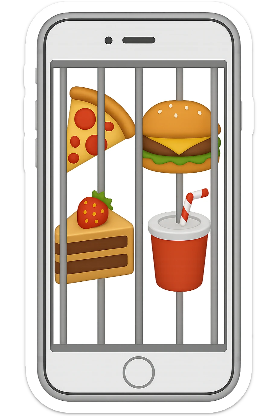 Disturbi alimentari quindi cibo visti come una gabbia stile emoji iphone. sticker