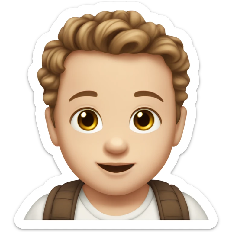 Happy White 4 month old baby boy brown hair brown eyes  sticker