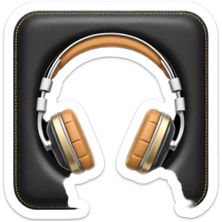 Icon of headphones with square ear pads in the Marshall style. sticker
