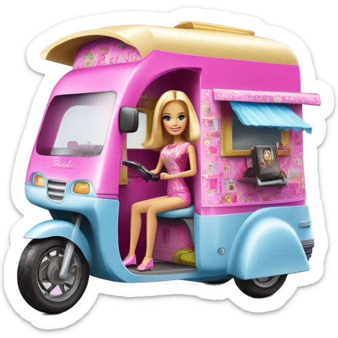 Barbie dream house Caravan motorbike tuk tuk  sticker