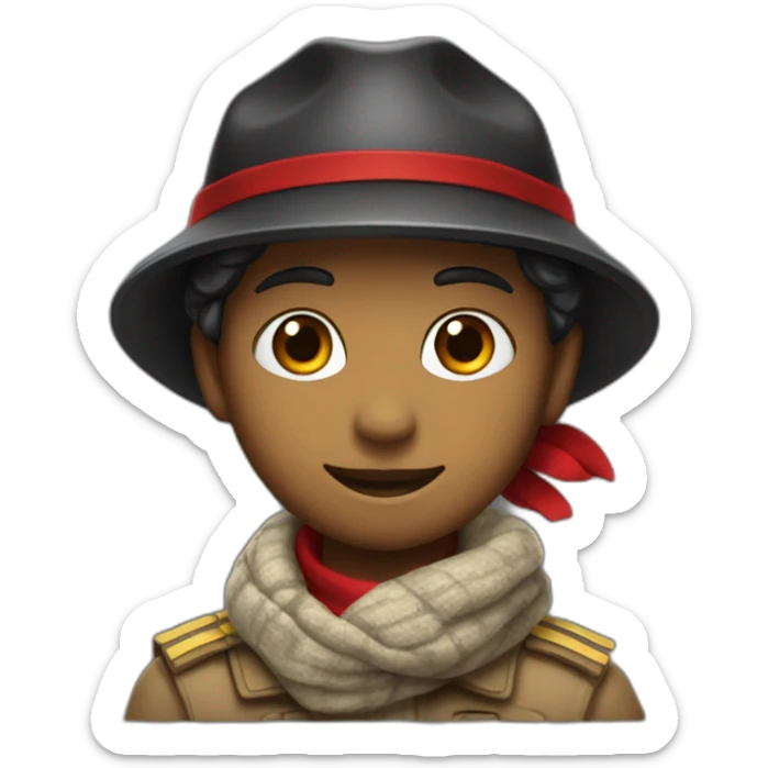 scout avec un foulard noir et rouge et un béret sticker