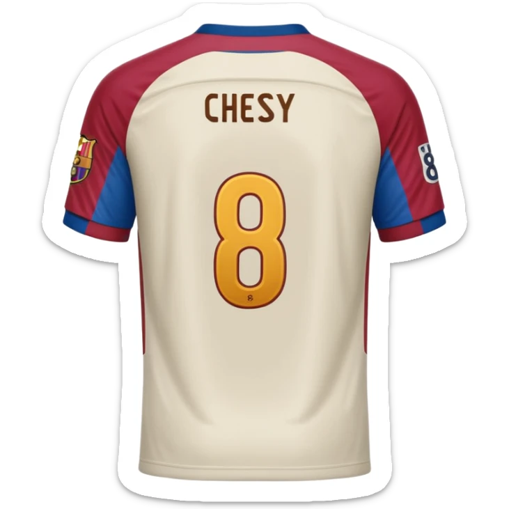 buat custom barcelona hanya bajunya saja dan menghadap belakang nama chessy dan nomor punggung 8 menghadap belakang sticker