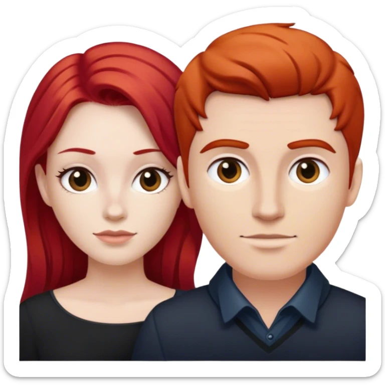 White Women with red hair and white man with black hair  sticker