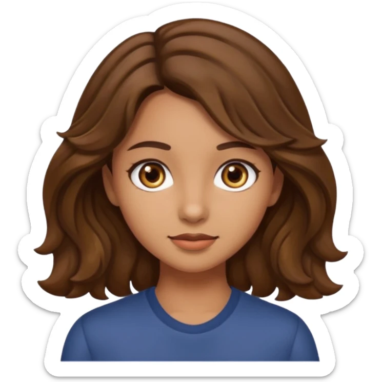 can you please make a girl with olive skin tone, brown hair, brown eyes and wavy hair sticker