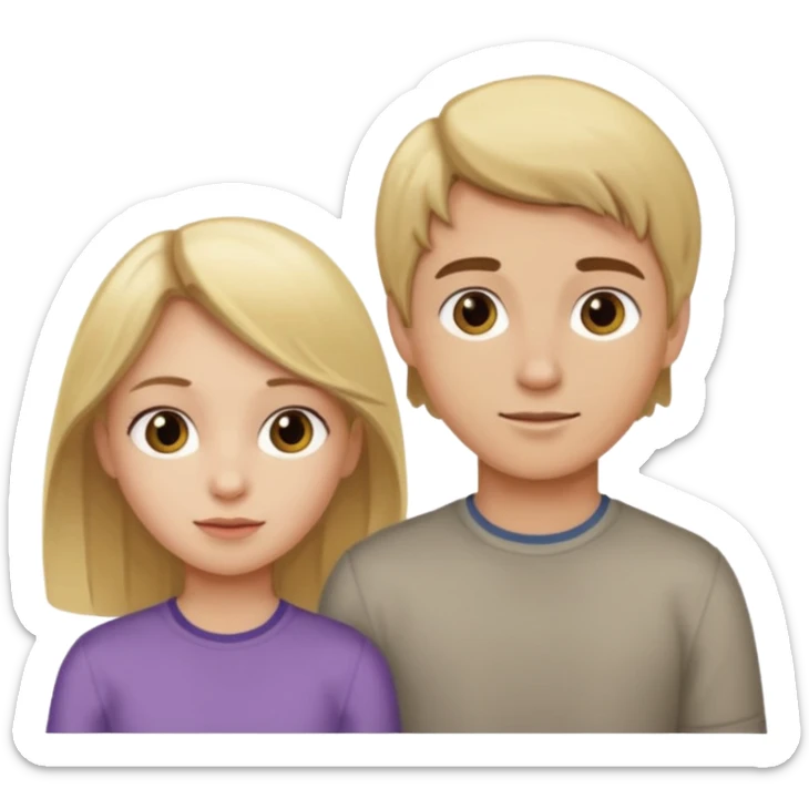 Amour à distance fille blonde et garçon châtain tous les deux clair de peau  sticker