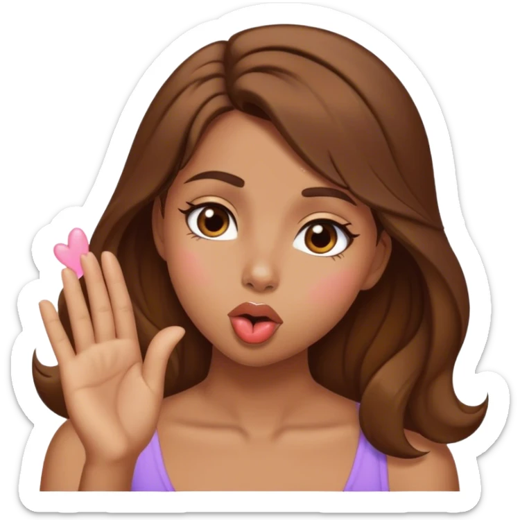 Tan girl brown hair Blowing kisses  sticker