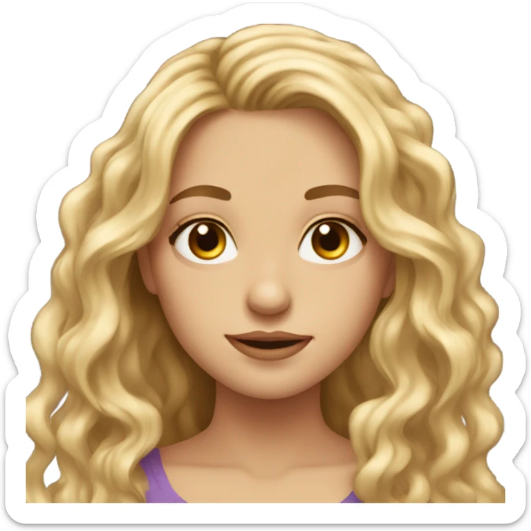 Pretty girl woth long blonde wavy hair and hazel eyes sticker
