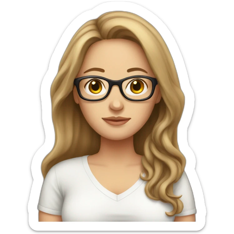 Pregnant White woman with long brown hair and glasses sticker