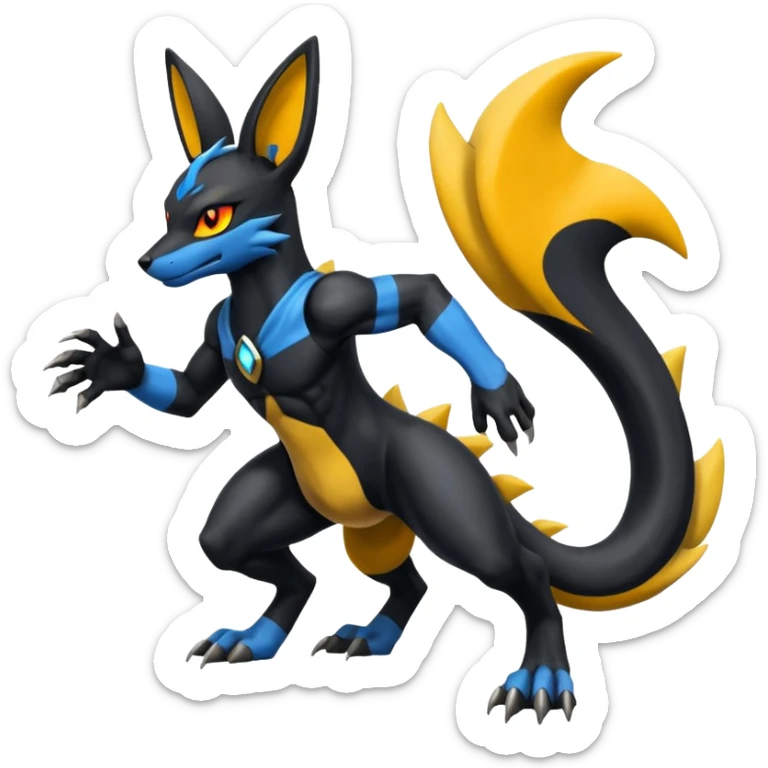 Umbreon-Lucario-Salandit-Zeraora-fusion, full body sticker