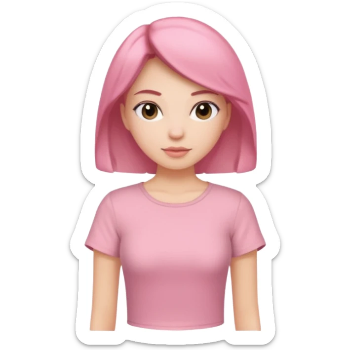 Rose-pink women’s top with short sleeves, soft fabric, gentle lighting, isolated on plain background. Complete plain, no textures. sticker