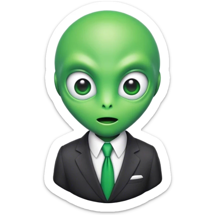 portrait of An alien in a suit emoji with a green-colored head.  sticker