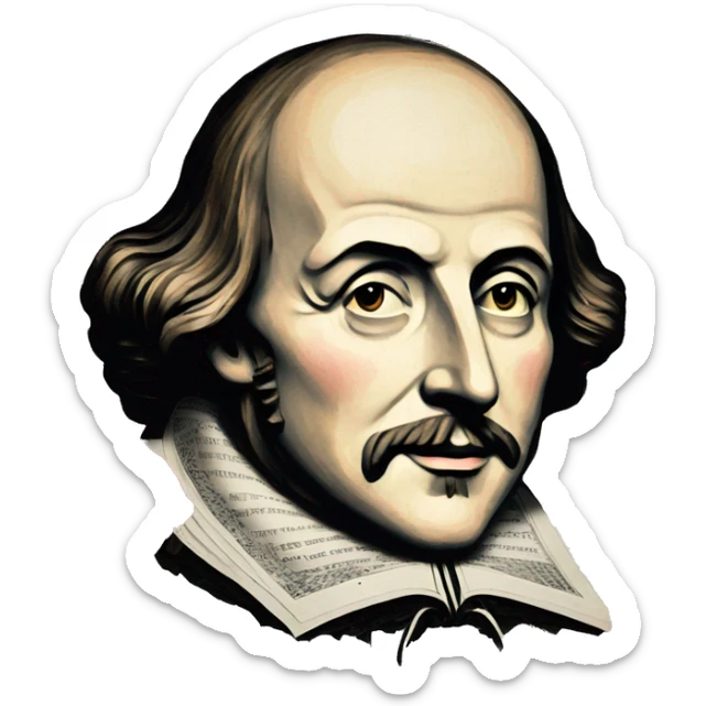 Shakespeare made of newspaper cuttings 420 roses flowers sticker