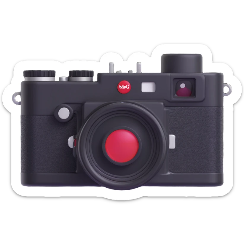 3D emoji of a classic rangefinder camera inspired by Leica M series, realistic and high quality sticker