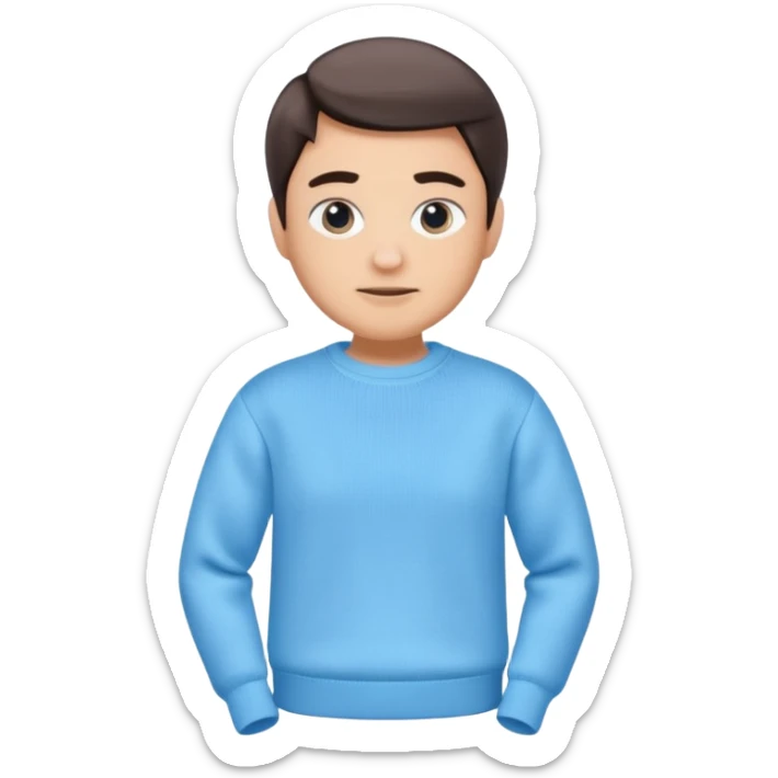 sky-blue sweater with light fabric folds and soft shading, casual style, Memoji-style rendering. sticker