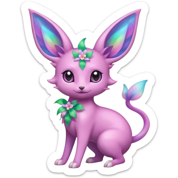 Colorful Floral-Painted Spring-Bloom Iridescent Cute Roserade-Espeon-Fakémon creature (full body) Colorful Floral-Painted Spring-Bloom Iridescent Cute Roserade-Espeon-Fakémon creature (full body) sticker