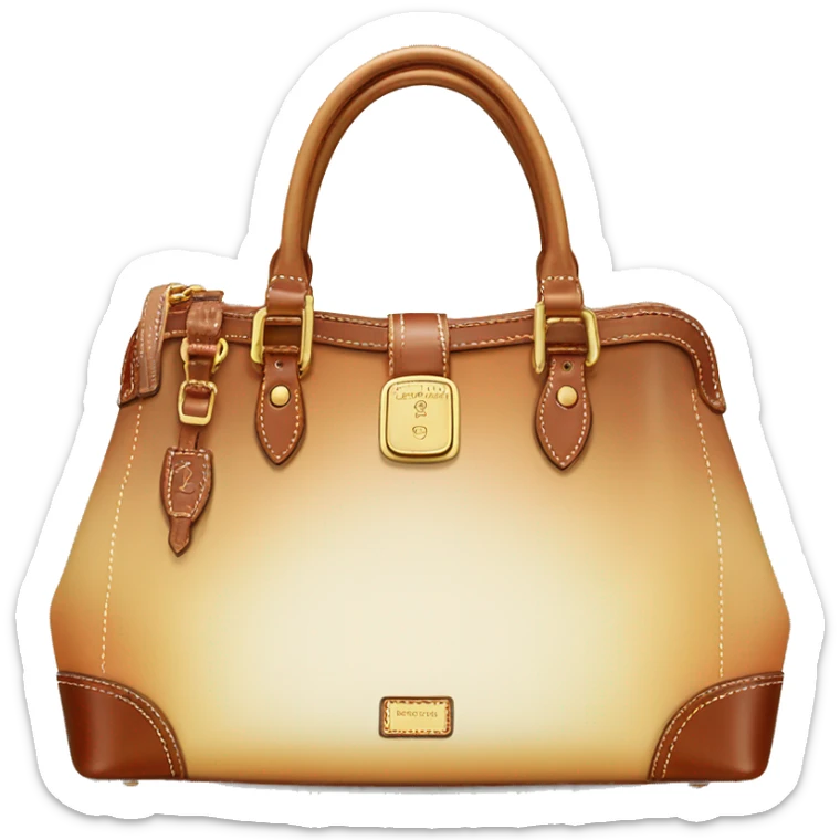 Realistic cream to tan ombre dooney and bourke satchel purse.  sticker