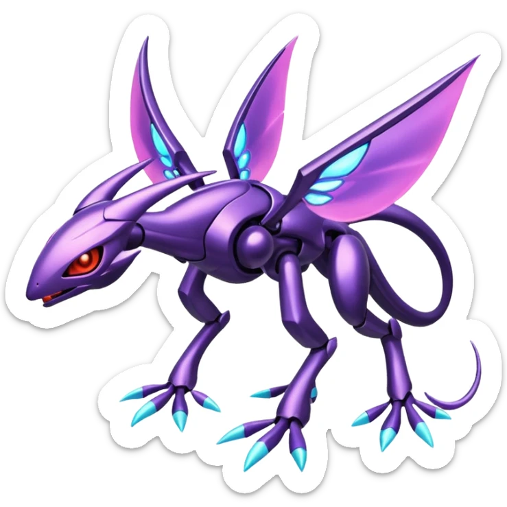 Shiny Futuristic Genesect-Miraidon-Lunala-Fakémon-hybrid-creature (full body)  sticker