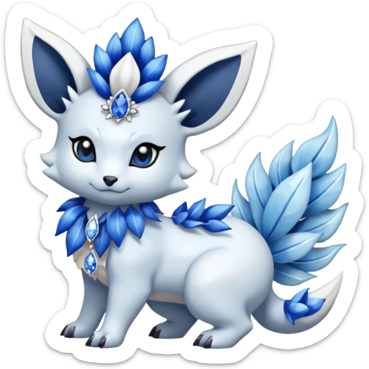 Floral Absol-Nidorina-Amaura-Alolan-Vulpix-Dialga-fusion adorned with Sapphire jewelries sticker