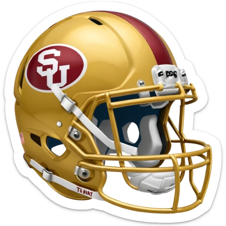 College football player helmet in gold color sticker