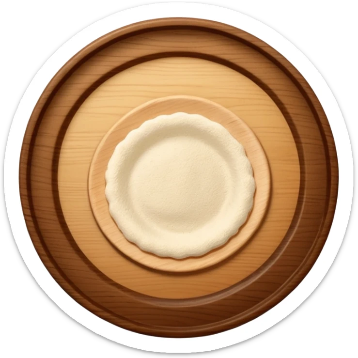 circular wooden slightly curved plate, now add slight sprinkles of flour on it sticker
