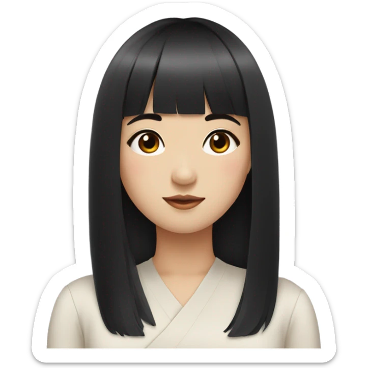 korean girl with shoulder length straight black hair with bangs sticker