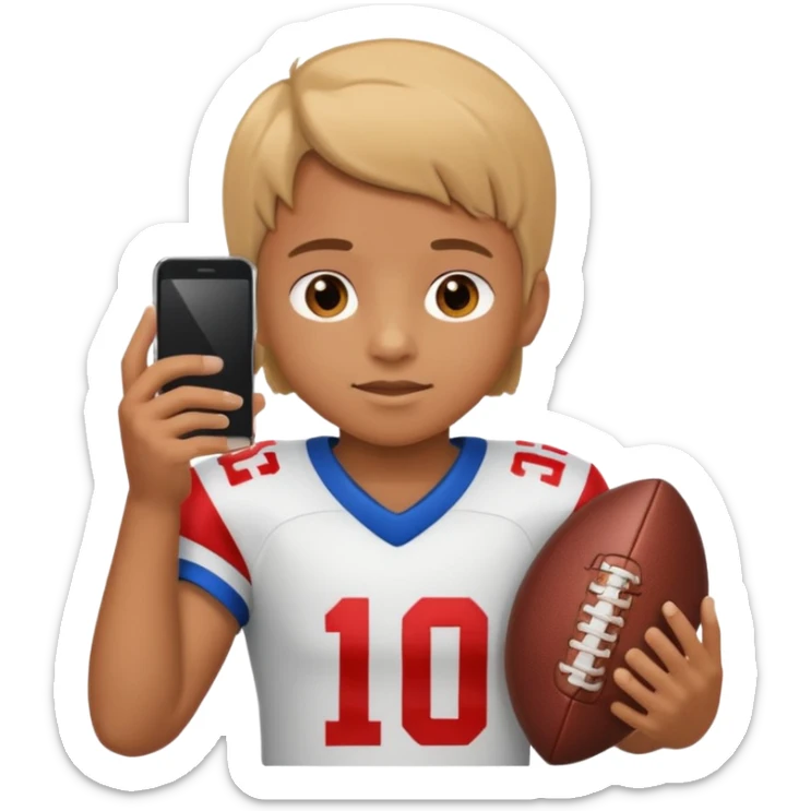 A child holds a phone in his hands and plays football at the same time sticker