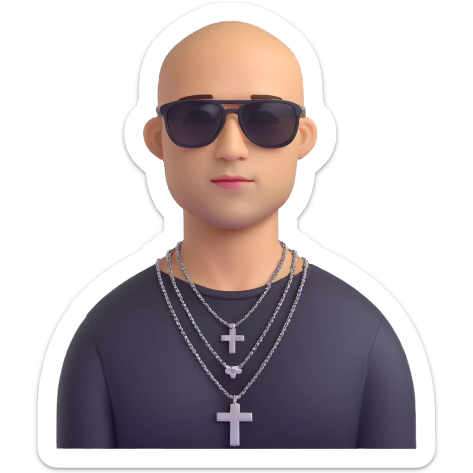 Dominic Toretto from Fast and Furious with sunglasses and cross necklace sticker