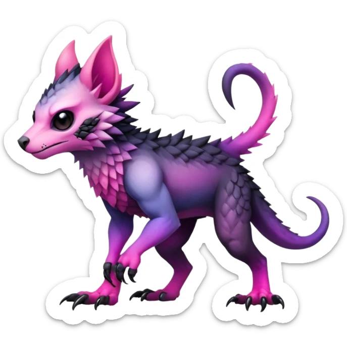 Cool Edgy Black-pink-purple-gradient badass Trico-animal-creature full bodyd sticker