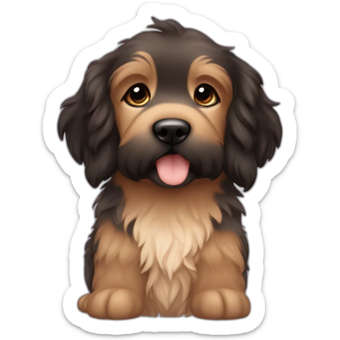 bouvier fawn brown and black puppy face very long hair sticker