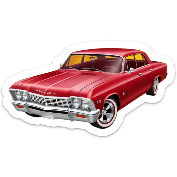 Satan’s streamlined Hot rod custom 1965 impala low rider four door carbon fiber hood body driving through hell  sticker