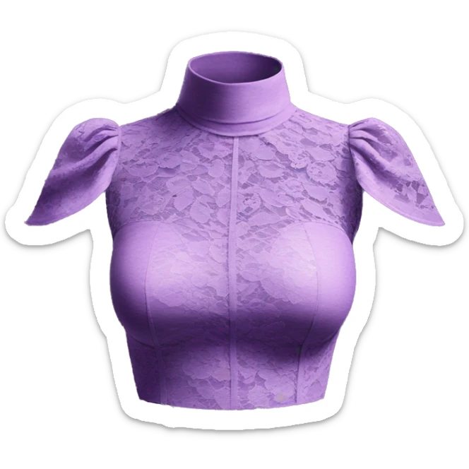 Realistic isolated royal purple high neck shoulder cut out lace blouse. sticker