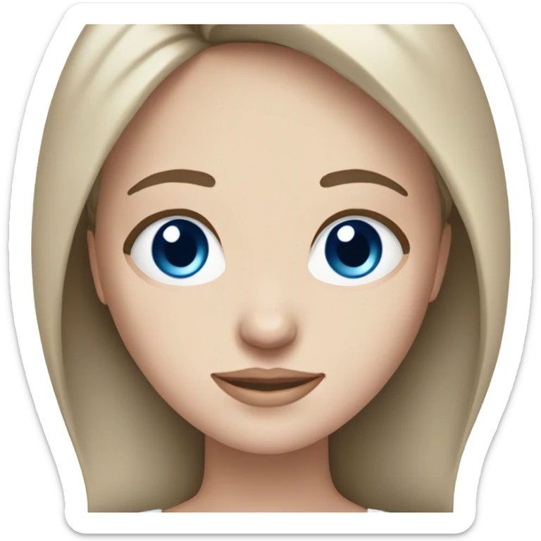 Brunette straight haired girl with pale skin and blue eyes sticker