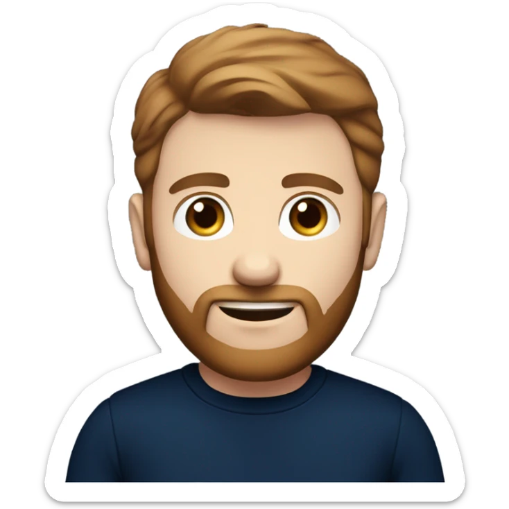 irish man blue eyes, brown short hair and short beard, wearing a smart navy blue jumper. torso sticker