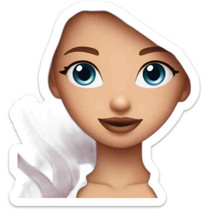 sexy; rock; leather; girl; pink and blue long smooth hair; sticker