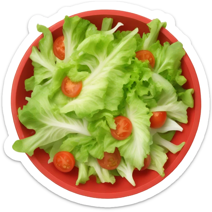 salad with a lot of lettuce and tomatoes in a red bowl sticker