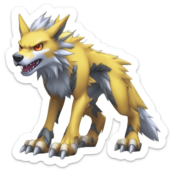  Cool Edgy Digimon-Fakemon-Garurumon-Loogamon-Dorulumon-Wolf full body sticker