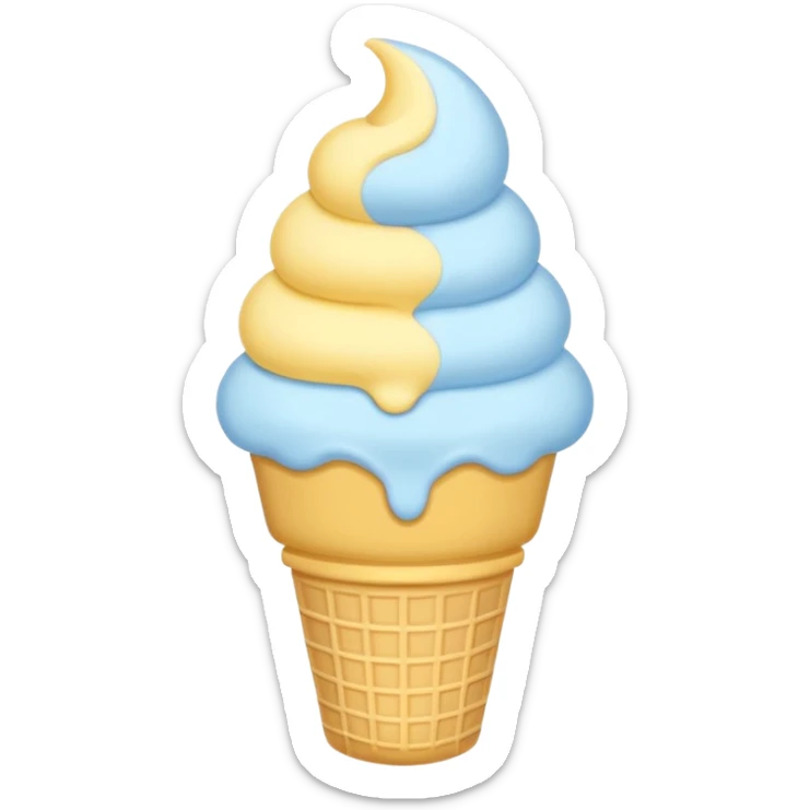 Ice cream emoji, pastel blue & yellow palette
Flat vector, minimal, cute emoji style sticker