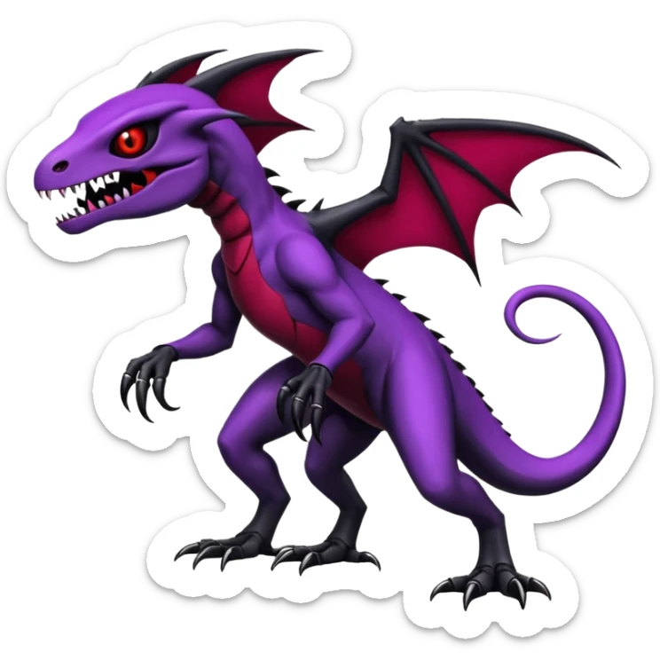 Evil Gothic Spooky Salandit-Duskull-Noibat-Fakémon-hybrid-creature (full body)  sticker