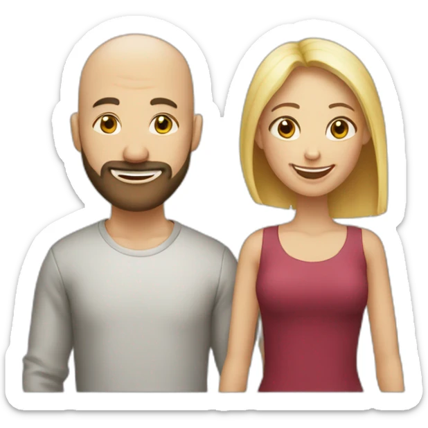 Happy-secret-couple-girl-with-fringe-with-Bald-guy-with-beard sticker